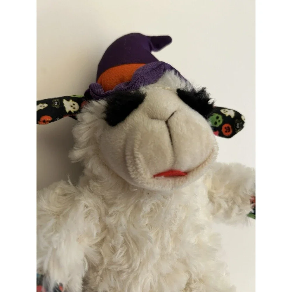 Multipet Lamb Chop Halloween Witch Purple Hat Squeaker Squeaky Plush Dog Toy 10